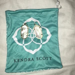 Gold  White iridescent earrings